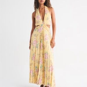 Abercrombie & Fitch Yellow Floral Backless Dress